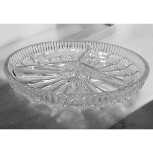 Vintage Die Glas Schatulle Satin Crystal Cut Glass Divided Serving Dish
